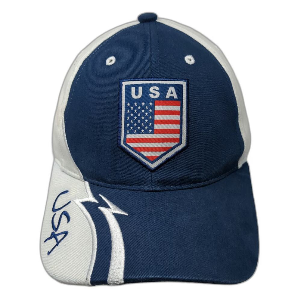 Rhinox Baseball Cap Blue White One Size USA Flag Shield Embroidered Cotton Hat
